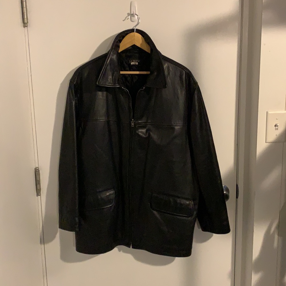 Men’s J Crew Leather Jacket. Pristine used condition. Zipper front. Classic look